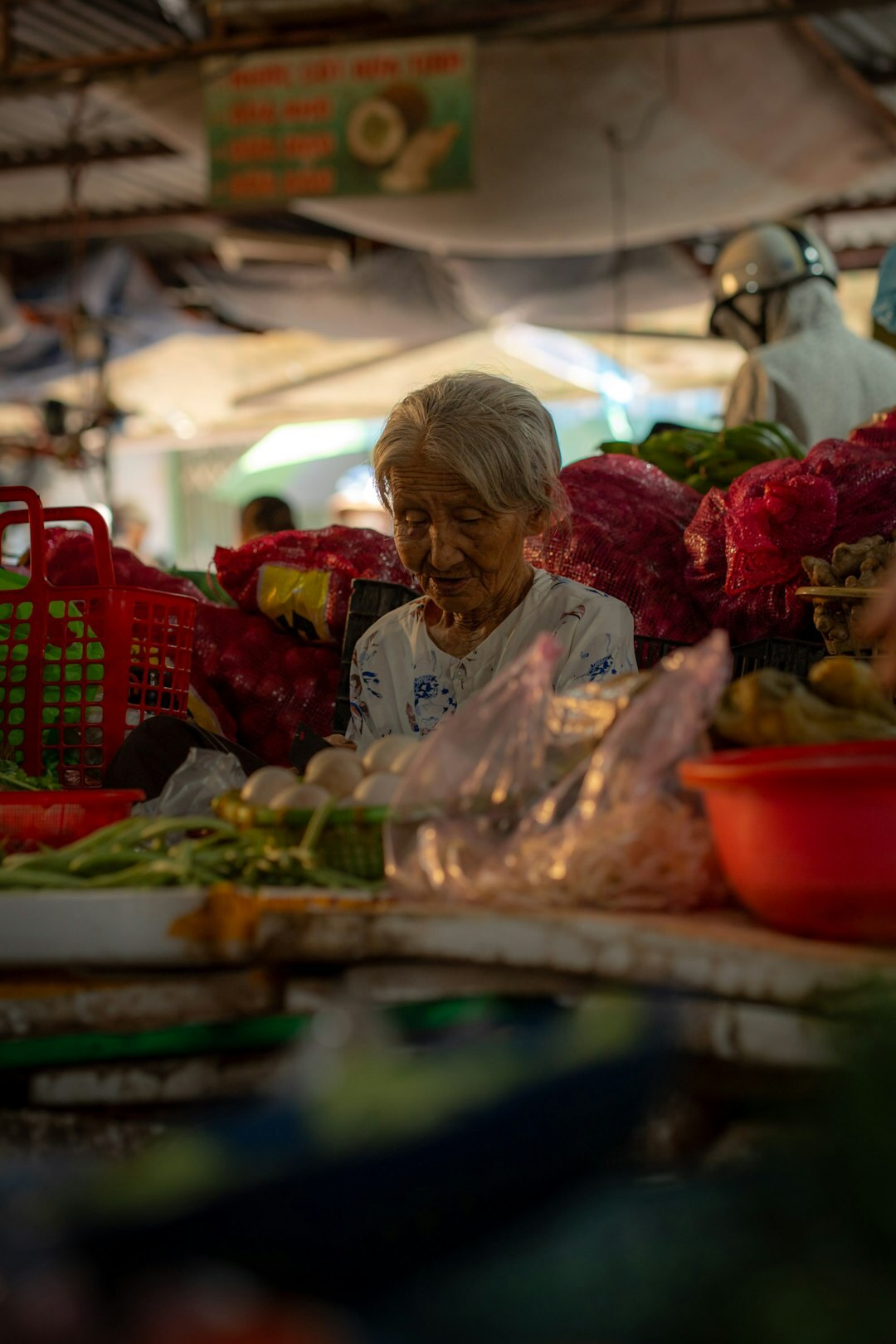 elderly woman helping community