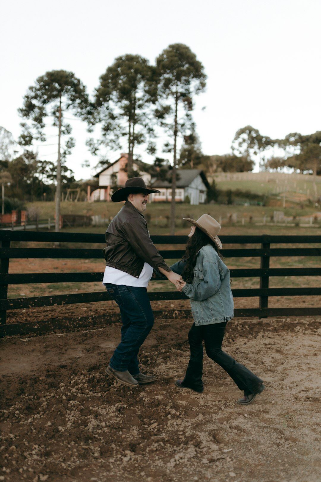 family on farm working