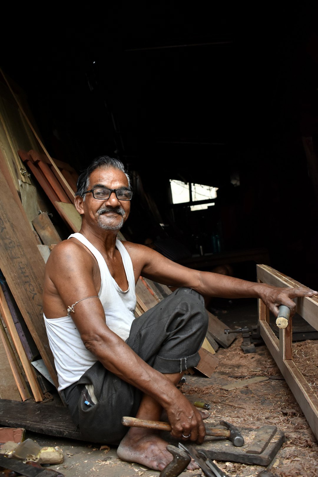 Portrait of a Danish carpenter in his workshop